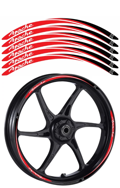 Alloy wheel Radium Sticker For Apache | Made In Premium Radium With FPF(Fade Protection Film), Water Proof, Precut Sticker, Pack Of 6
